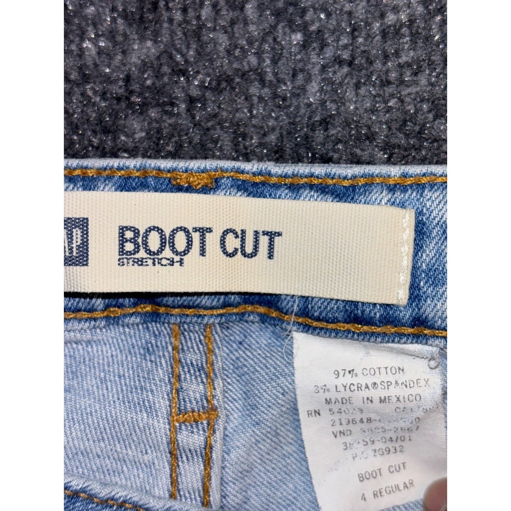 Gap Bootcut Jeans Womens 4 Blue Denim Stretch Light Wash Faded Grunge Streetwear - Picture 5 of 11